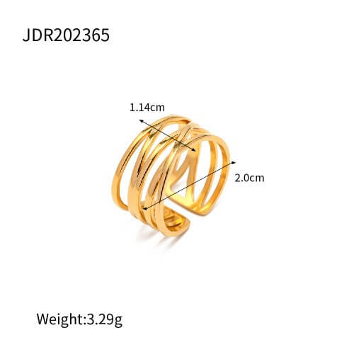 Waterproof Sculptural Wave Open Rings