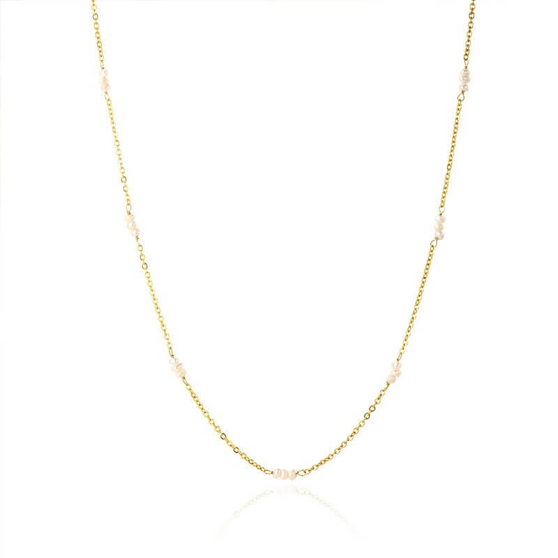 Delicate Freshwater Pearl Gold Chain Necklace
