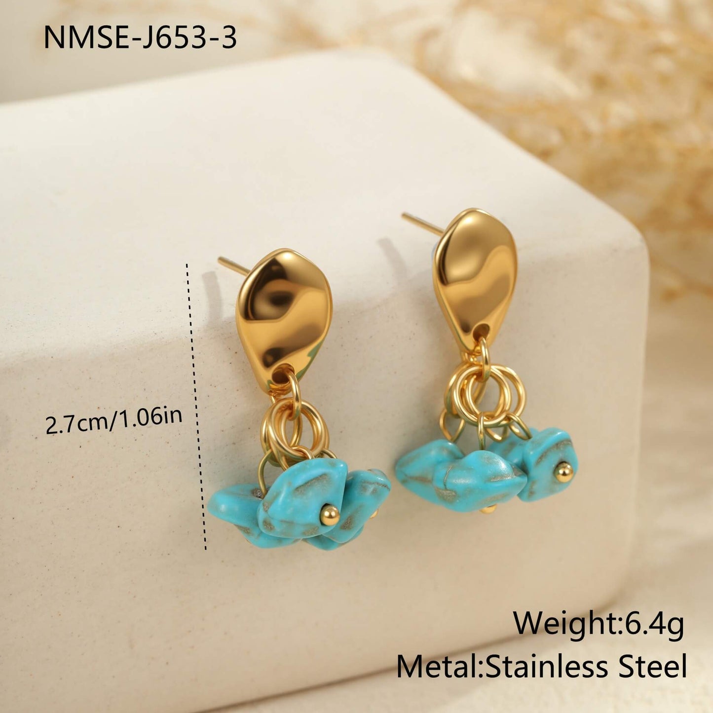 Gold Turquoise Dangle Earrings