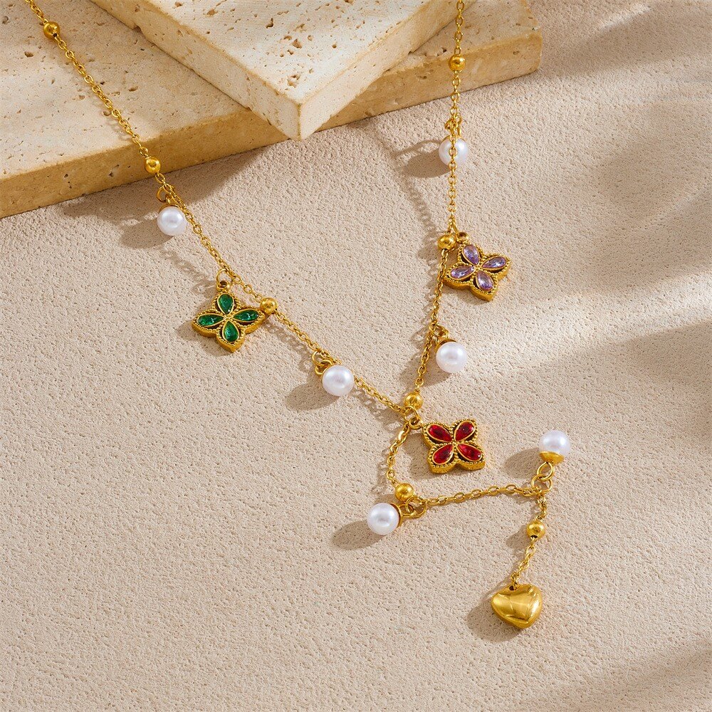 Stainless Steel Y-Lariat Drop Charm Necklace