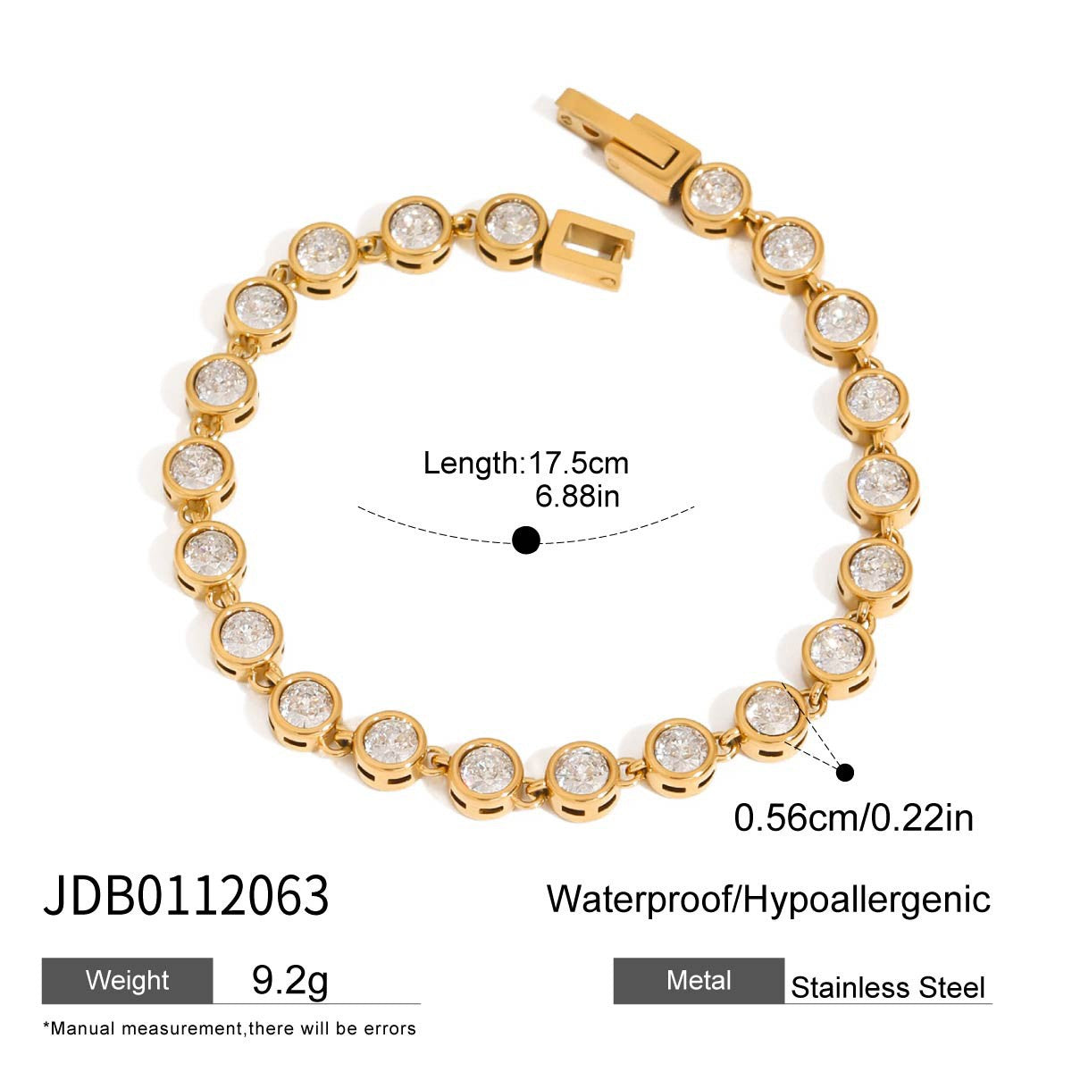 18K Gold Zircon Stainless Steel Bracelets