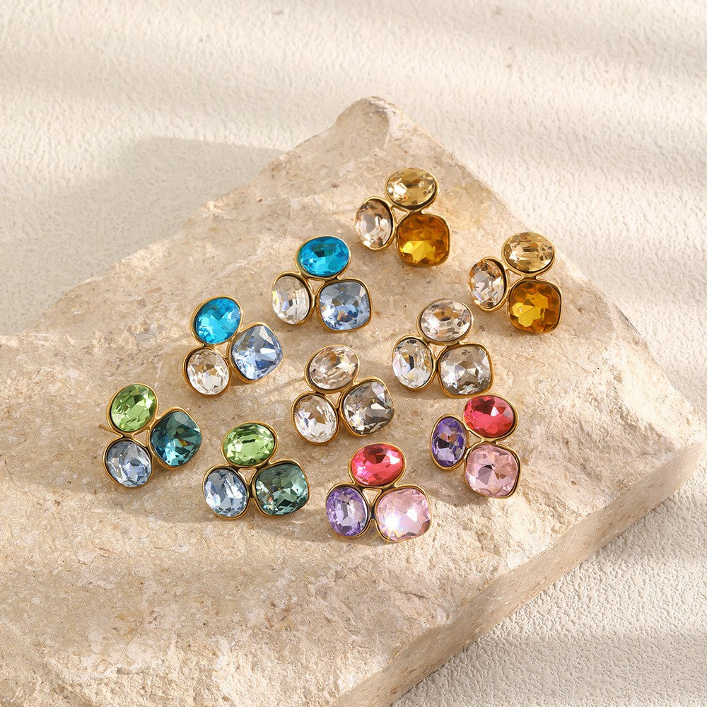 Multicolor Zircon Cluster Stud Earrings
