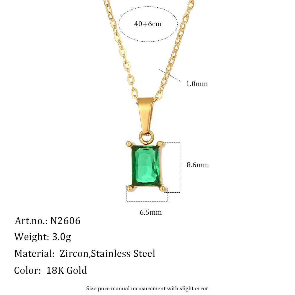 Baguette Zircon Pendant Necklace