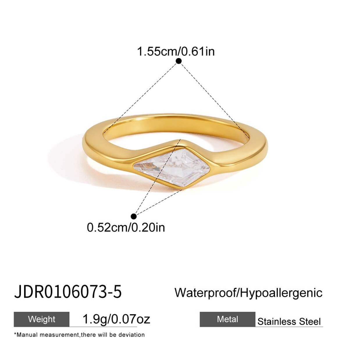 Stainless Steel Zircon Statement Rings