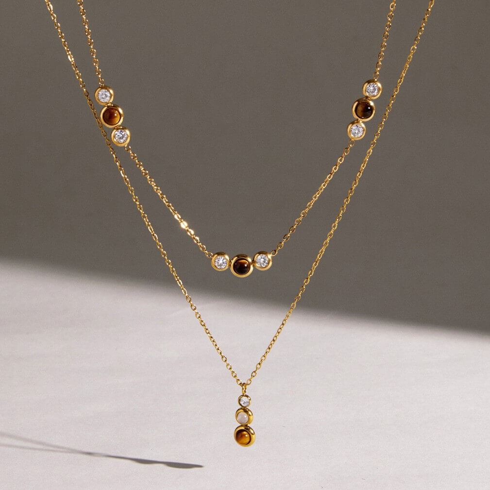 Natural Stone Stainless Steel Necklaces