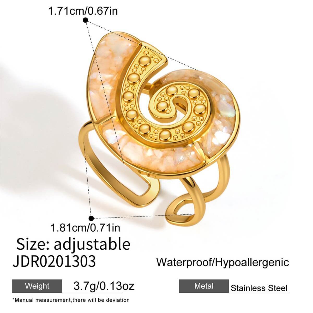 Ocean World Drip Glaze Gold Open Ring