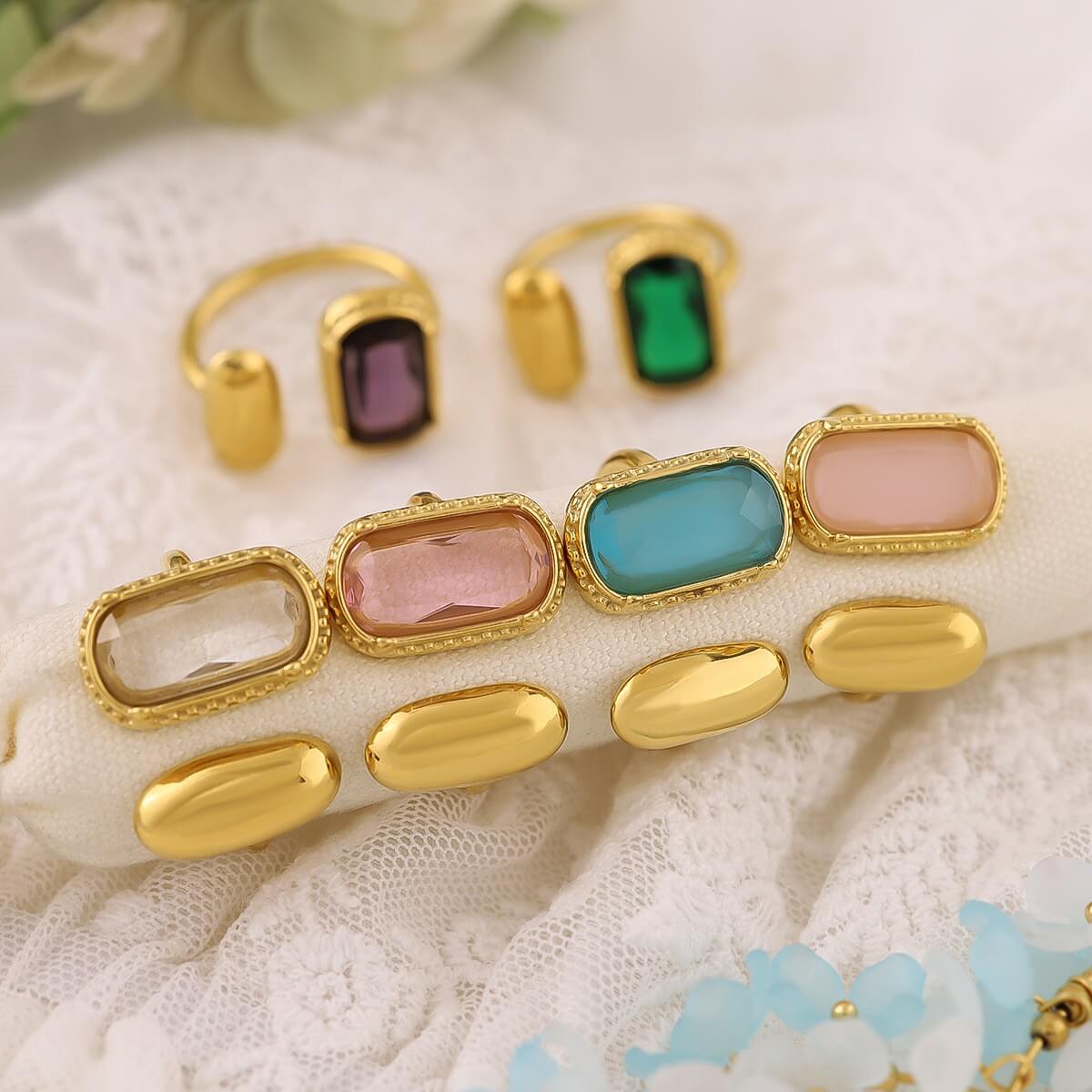 Asymmetric Oval Zircon Open Ring