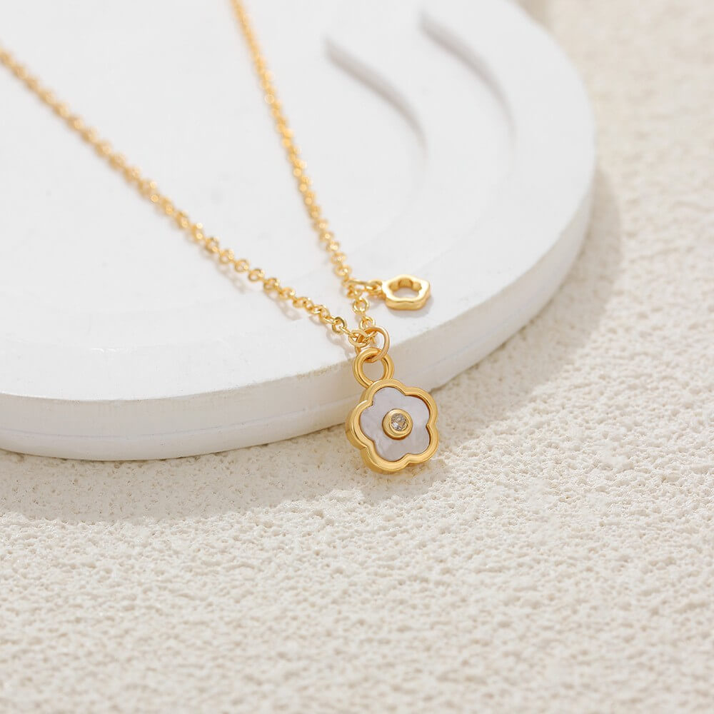 18K Gold Plated Stainless Steel Enamel Coin Pendant Necklace