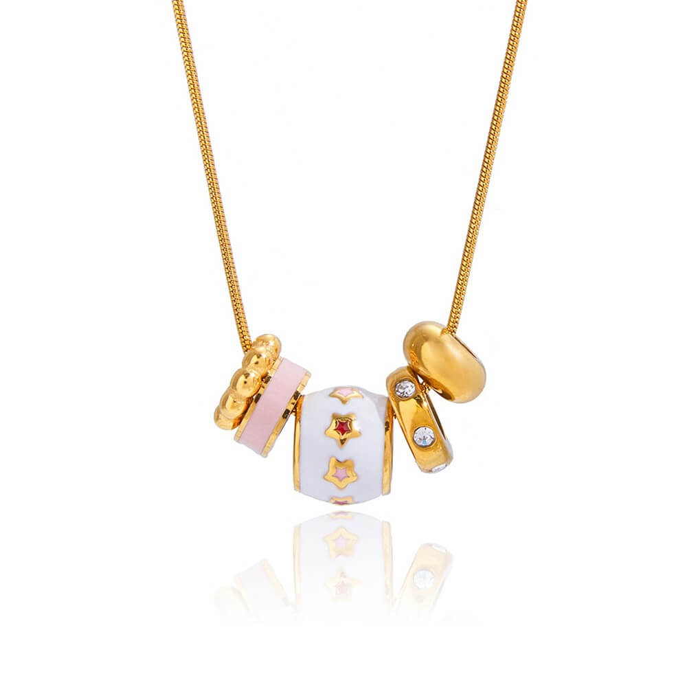 18K Gold Cylinder Charm Necklace