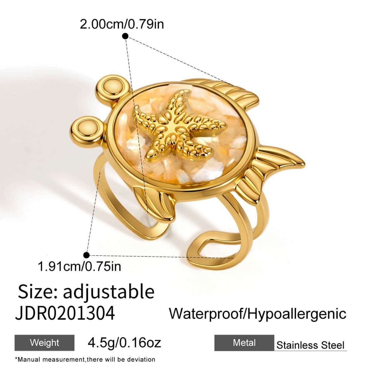 Ocean World Drip Glaze Gold Open Ring