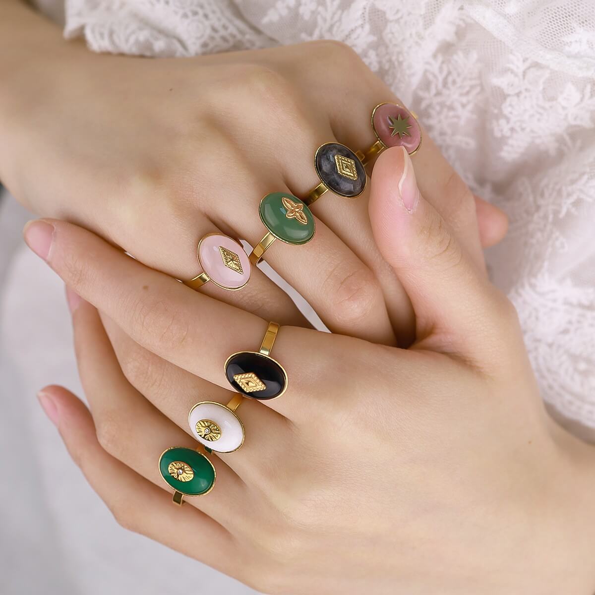 18K Gold Gemsbone Rings
