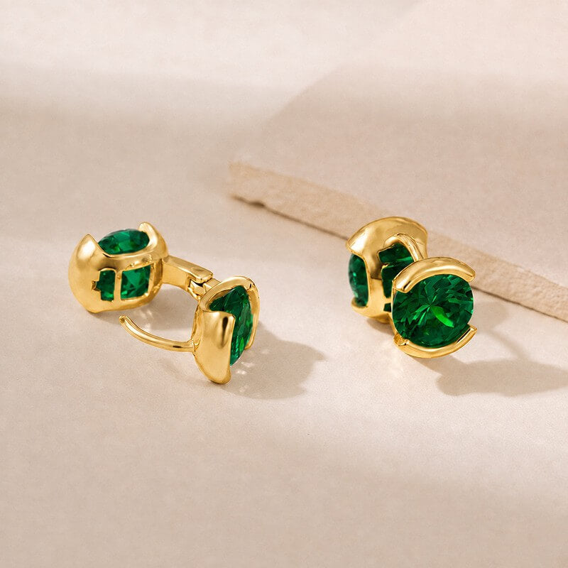 14K Gold Plated Brass Sparkling CZ Huggie Earrings