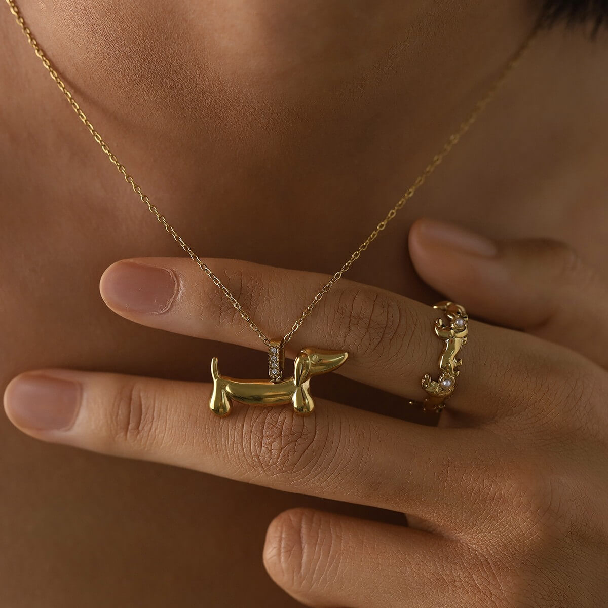 Golden Dachshund Dog Jewelry Collection