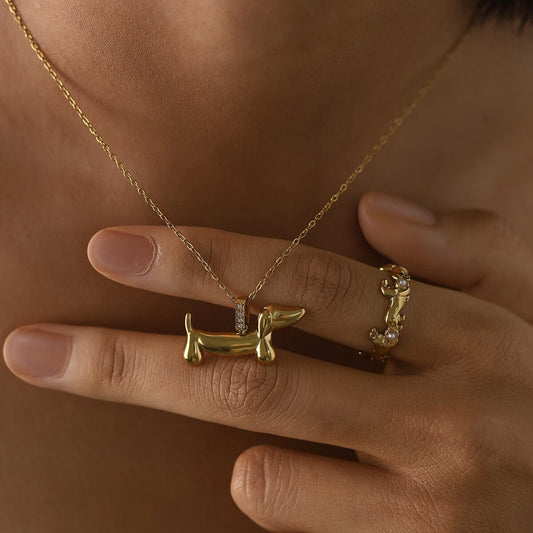 Golden Dachshund Dog Jewelry Collection