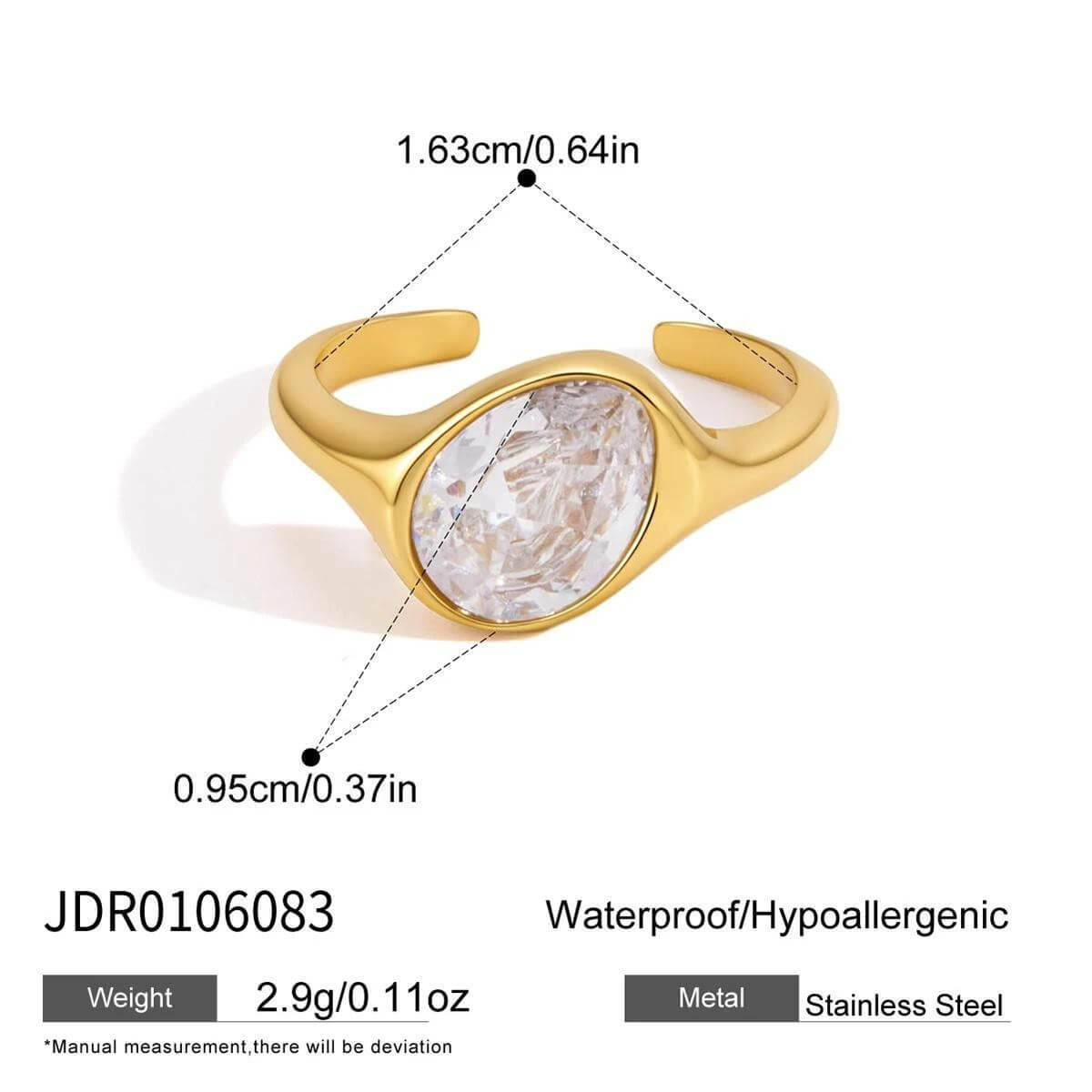 Stainless Steel Zircon Statement Rings