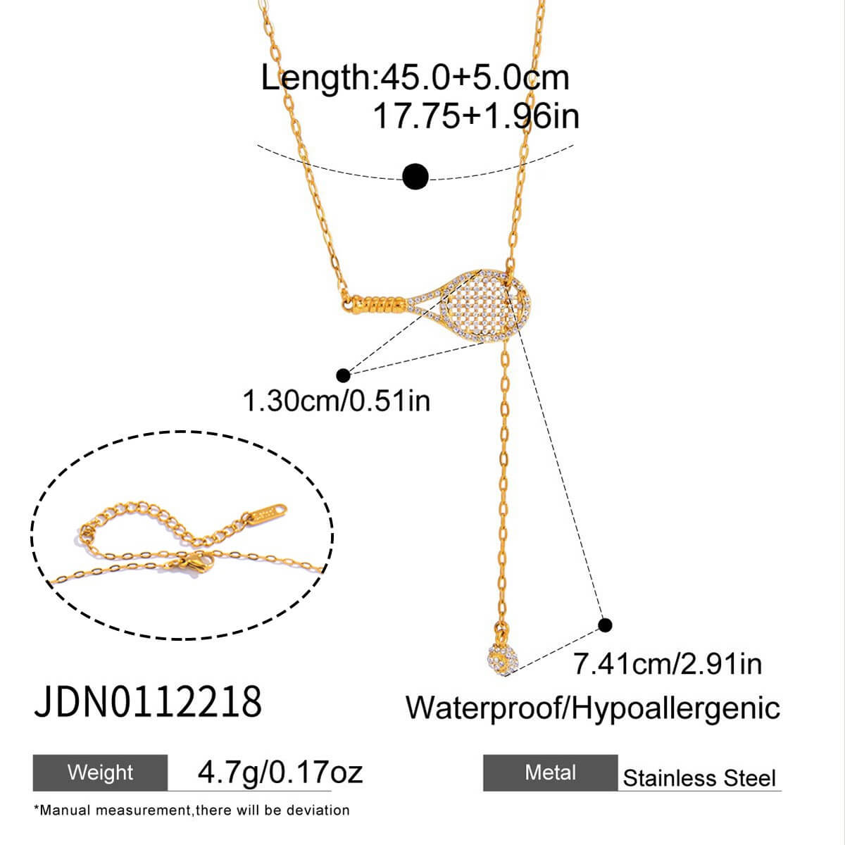 316 Stainless Steel Necklaces Tennis-inspired