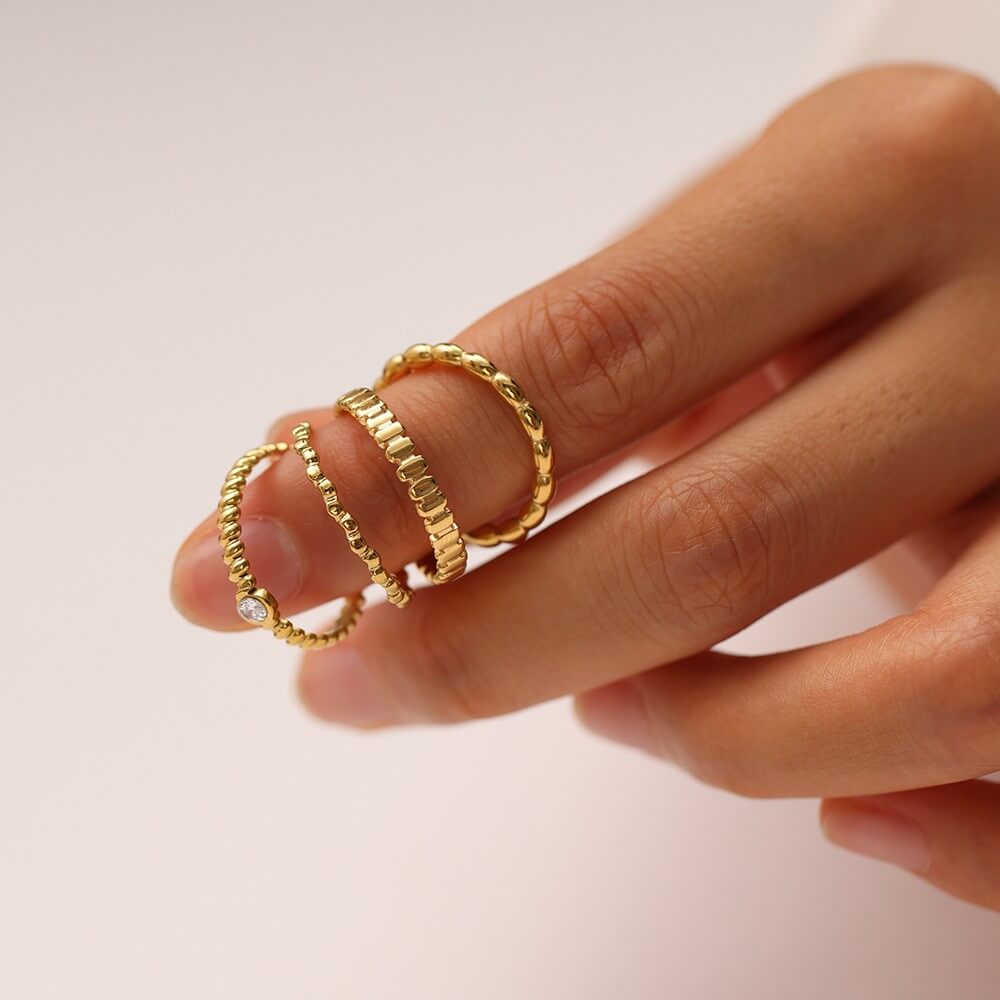 Minimalist Adjustable Gold Stacking Rings