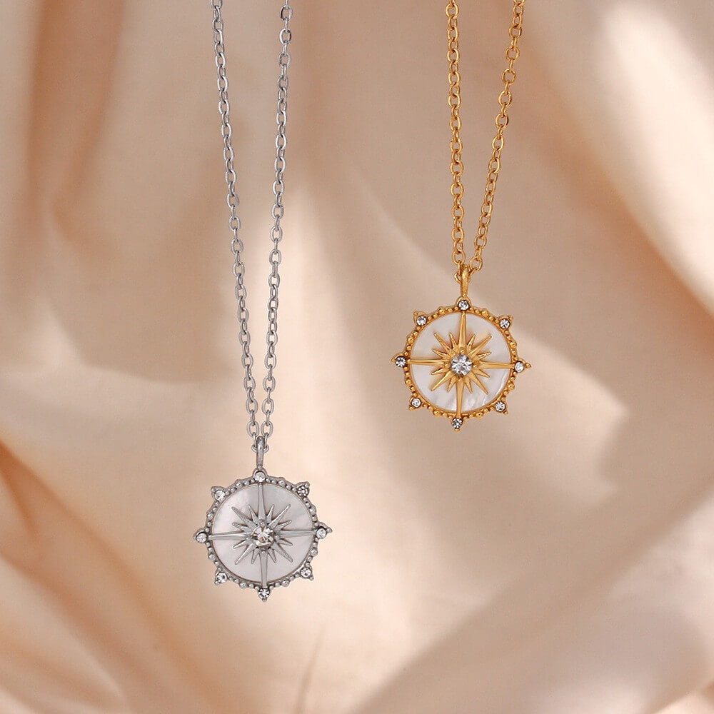 North Star Shell Coin Pendant Necklace