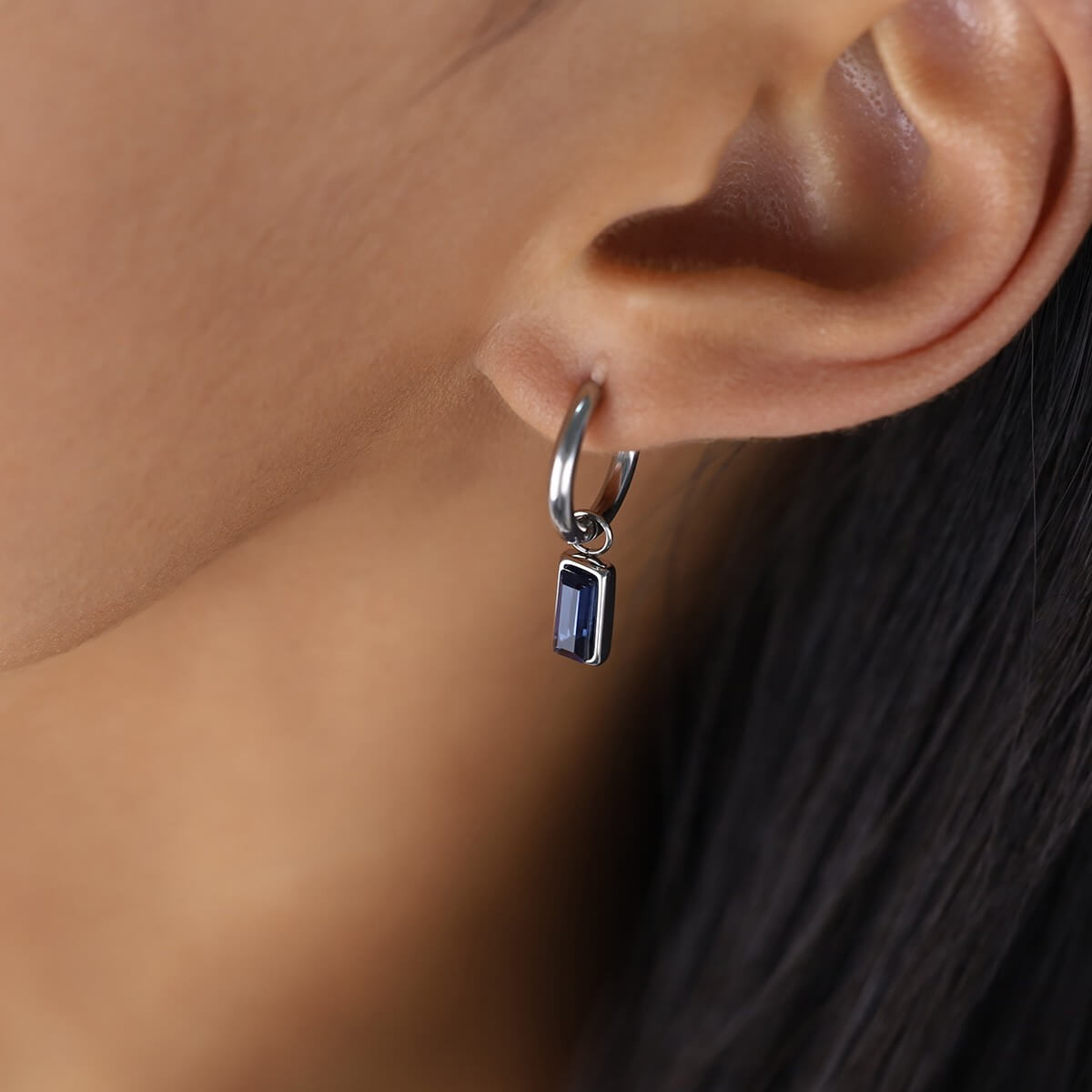 Rectangular Zircon Huggie Hoop Earrings