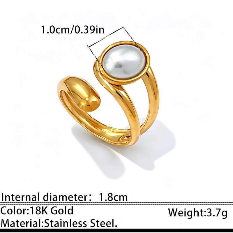 18K Gold Oval Gemstone Bypass Open Ring