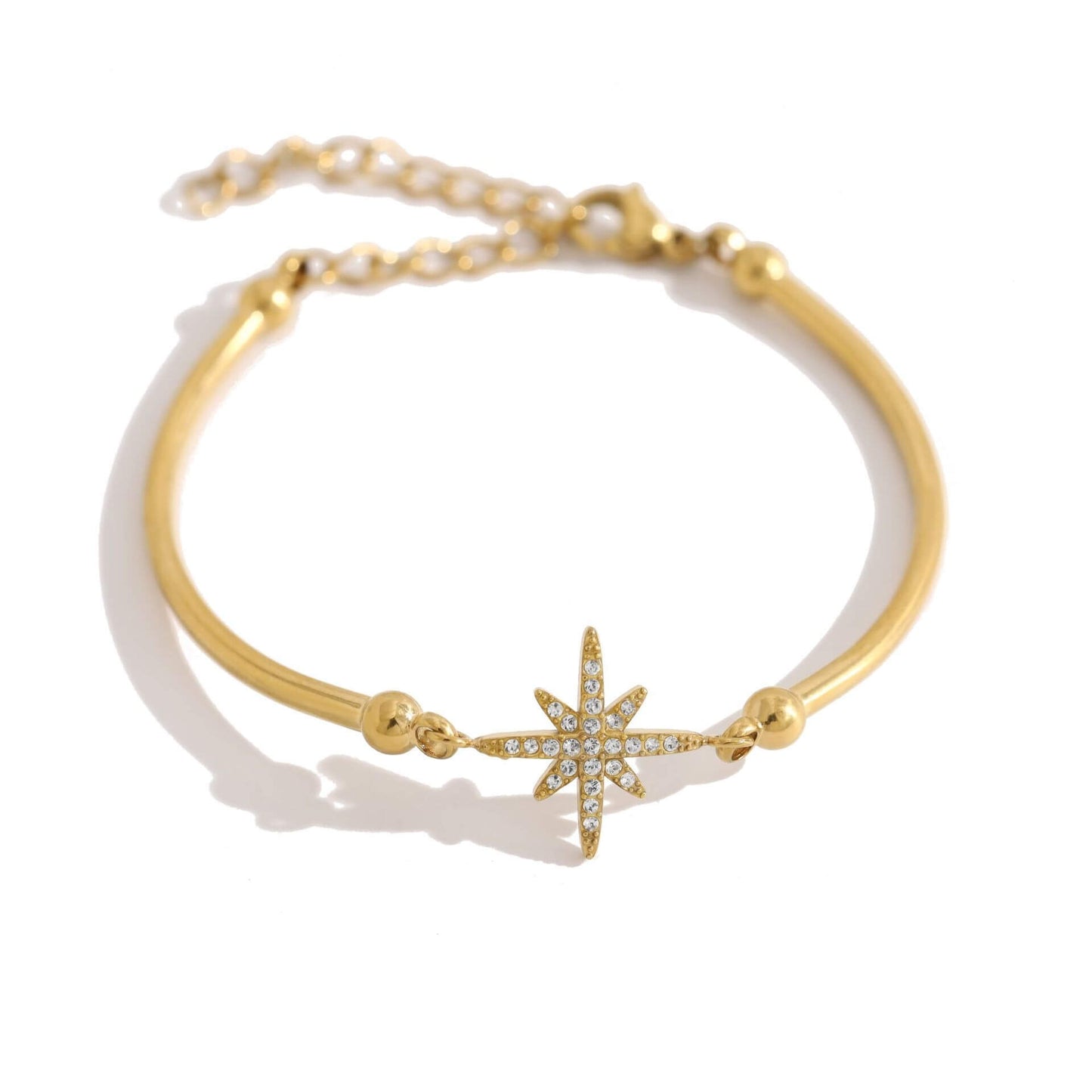 Dainty CZ Gold Charm Bracelet