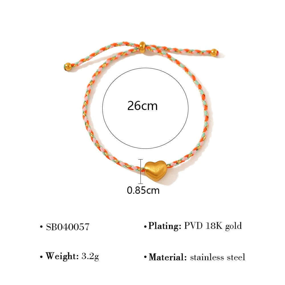 Braided Heart Cord Bracelet