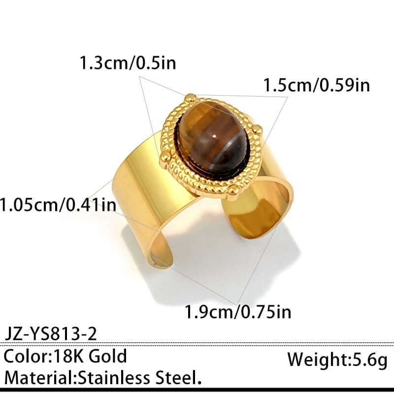 18K Gold Vintage Chunky Statement Open Ring