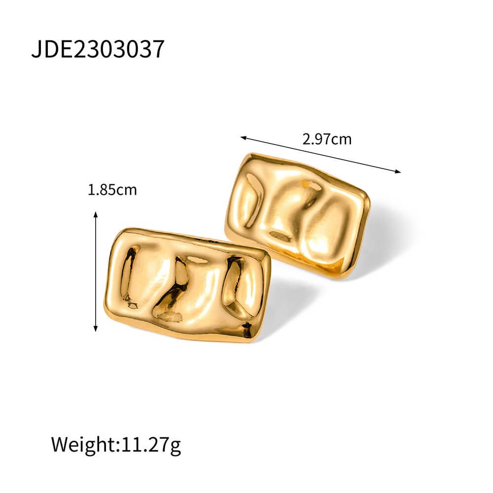 Waterproof Textured Gold Statement Earrings