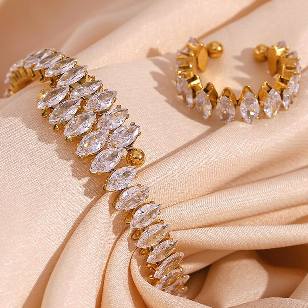 Marquise Zircon Open Bangle & Ring Collection