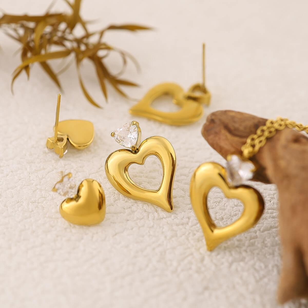 Golden Crystal Heart Jewelry Collection