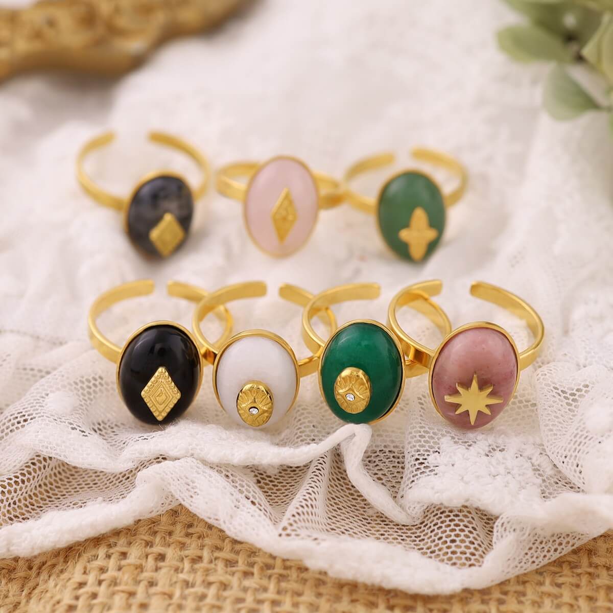 18K Gold Gemsbone Rings
