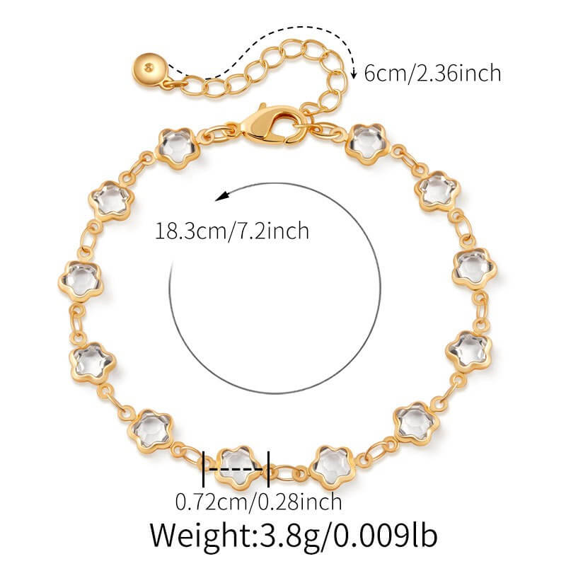 Colorful Crystal Charm Chain Brass Bracelet
