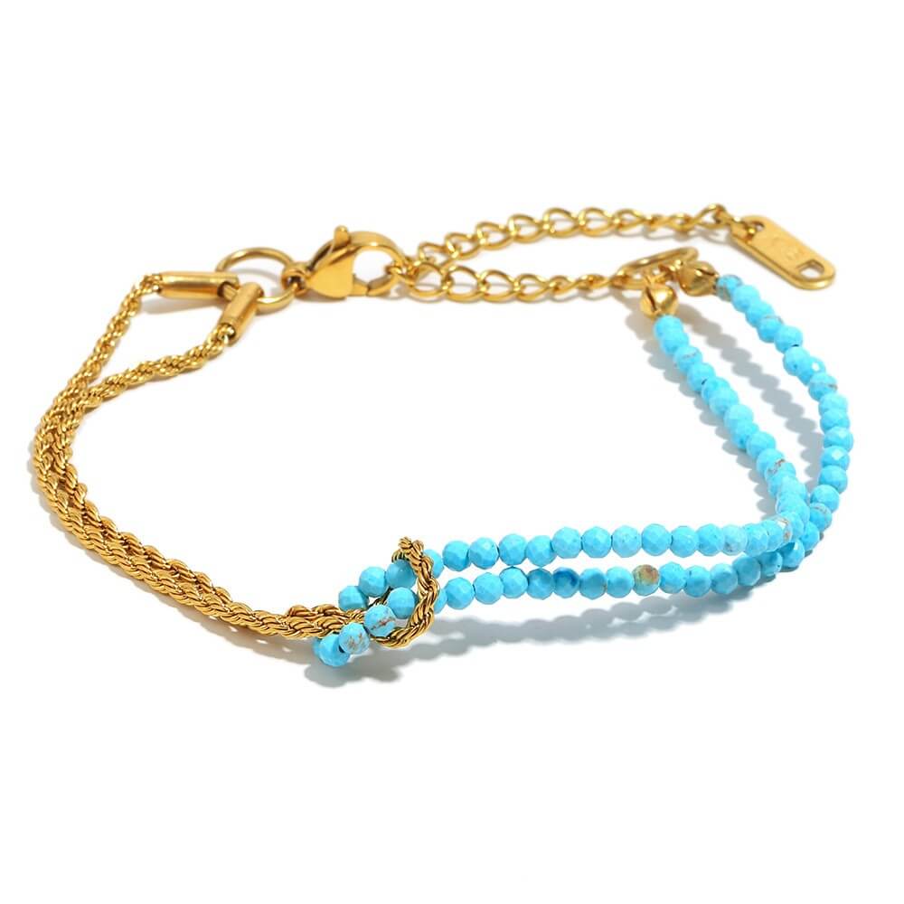 Boho Natural Gemstone Beaded Rope Chain Bracelet