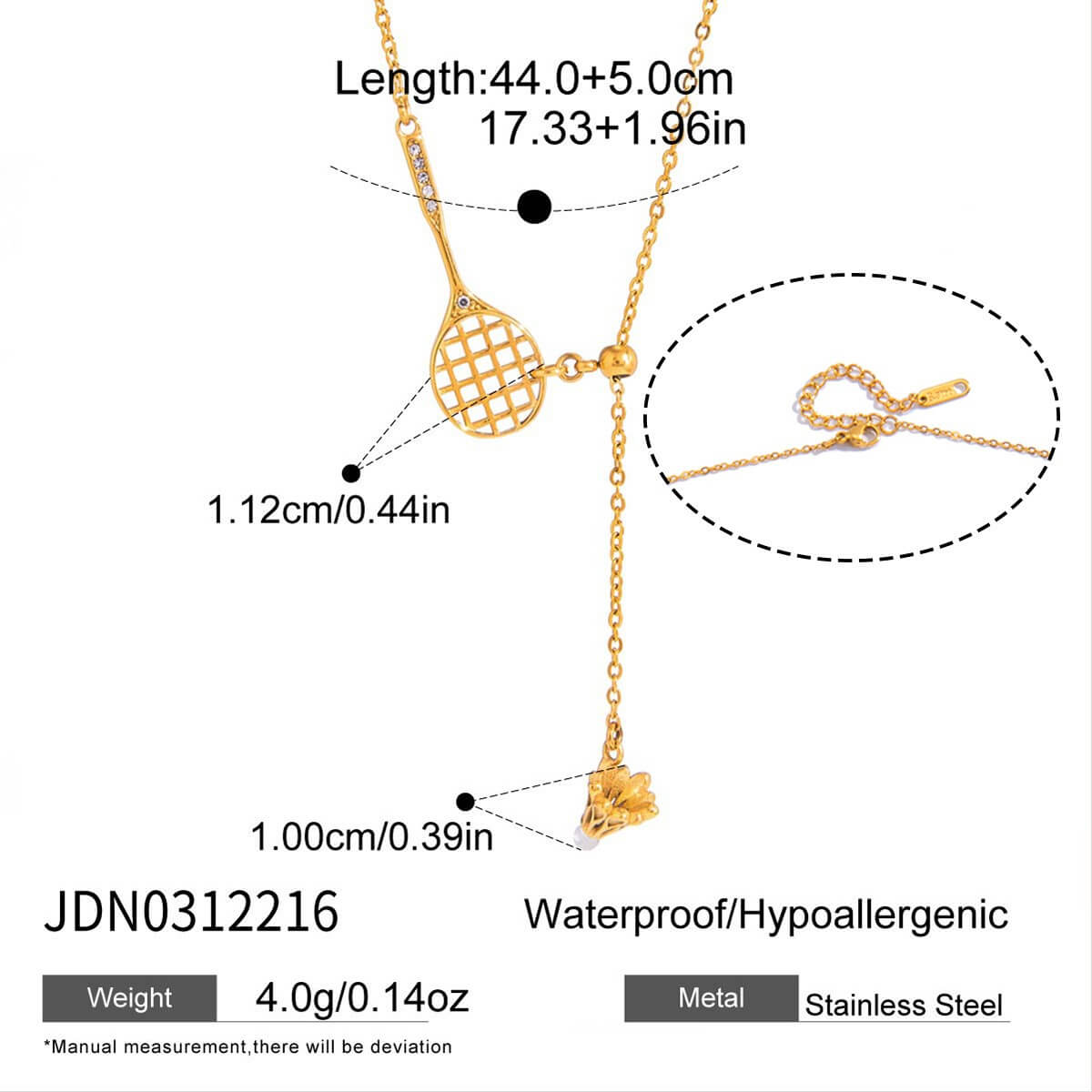 316 Stainless Steel Necklaces Tennis-inspired