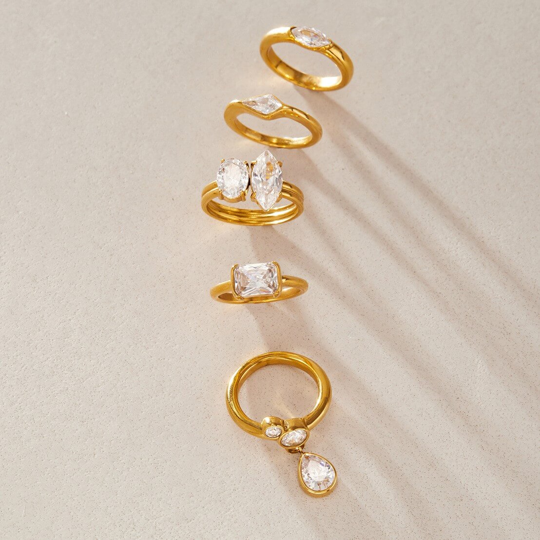 Stainless Steel Zircon Statement Rings