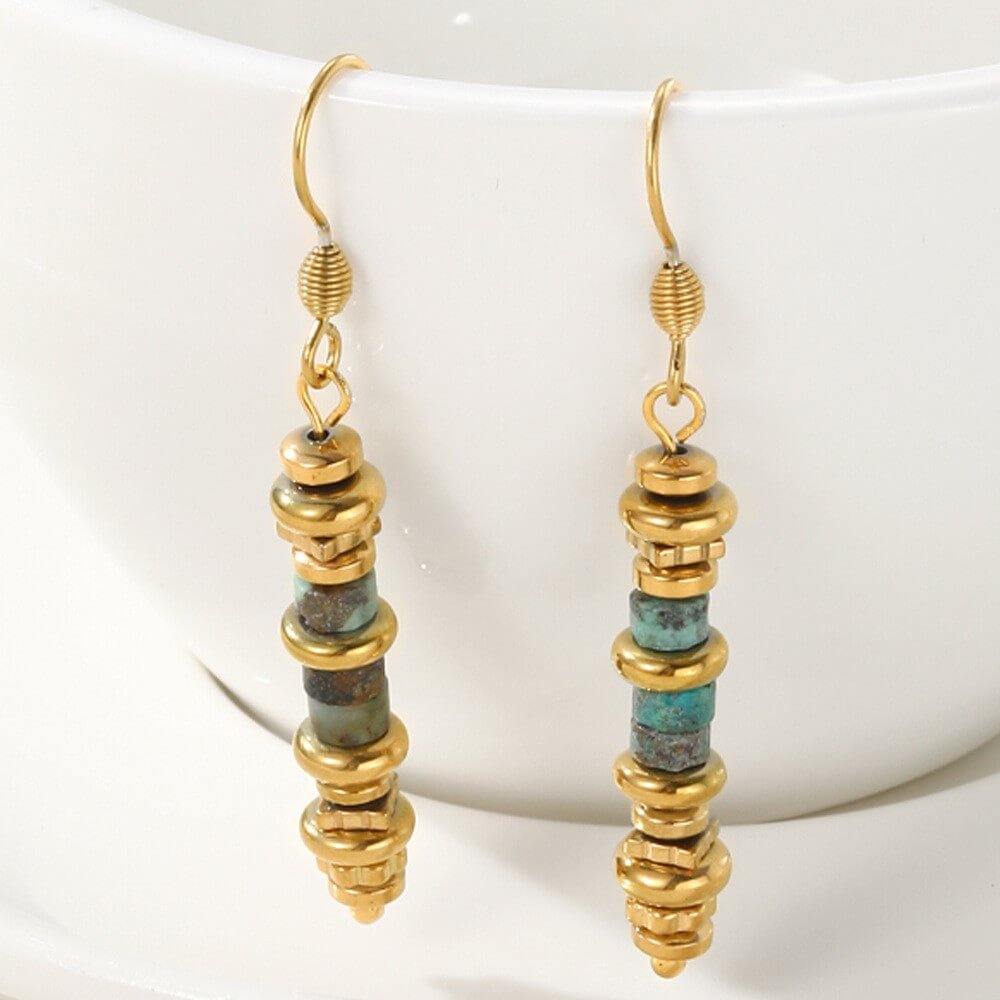 Turquoise Bead Drop Earrings