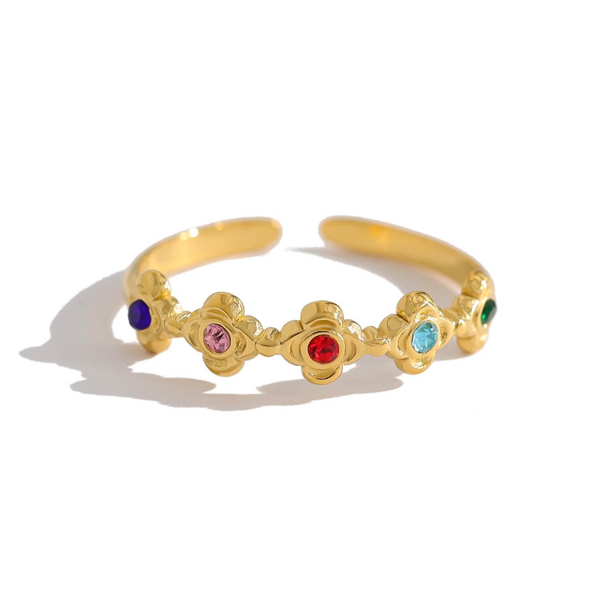 Vintage Rainbow Crystal Open Ring