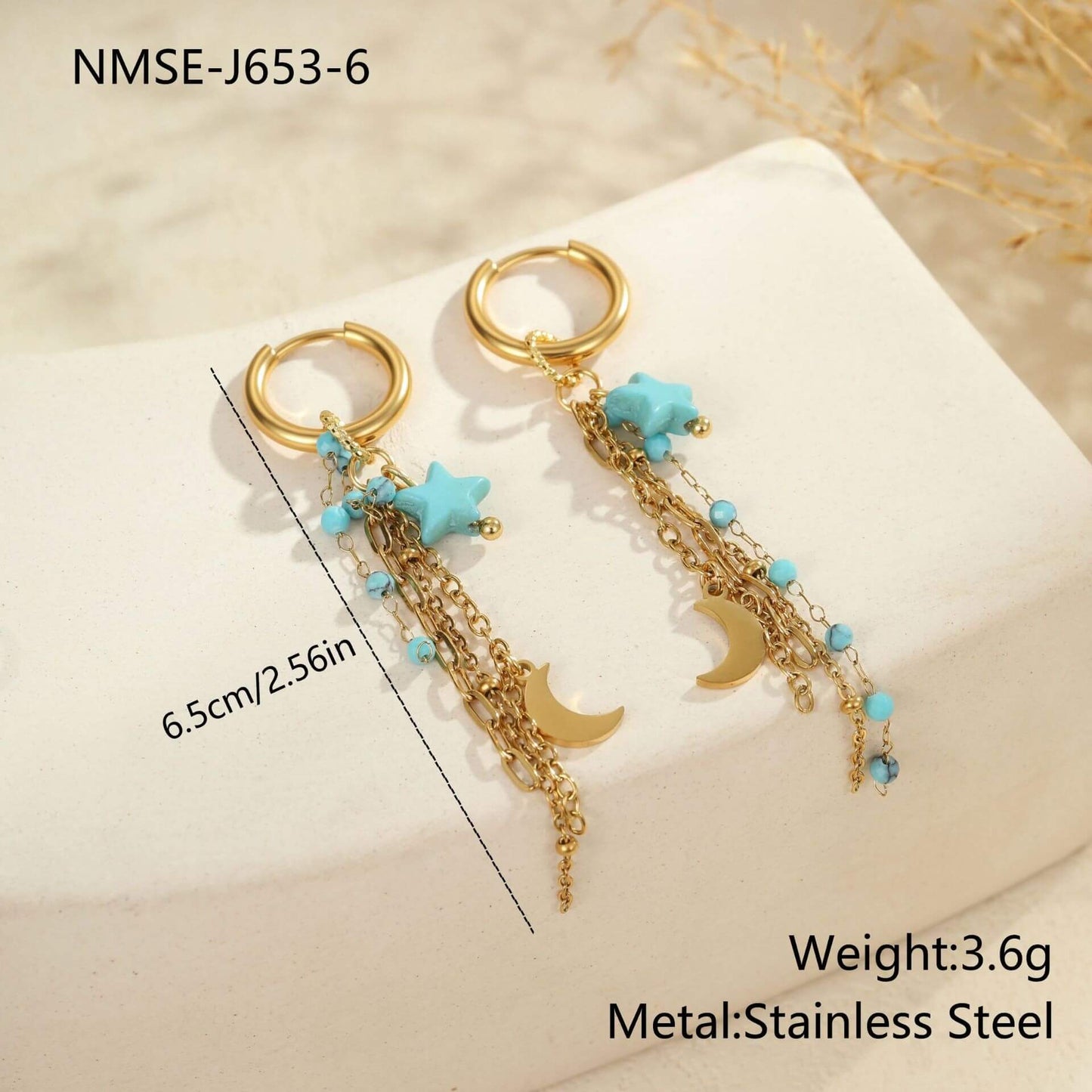 Gold Turquoise Dangle Earrings