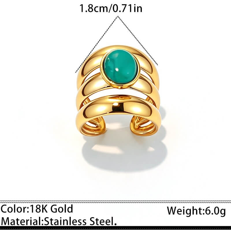 18K Gold Vintage Chunky Statement Open Ring