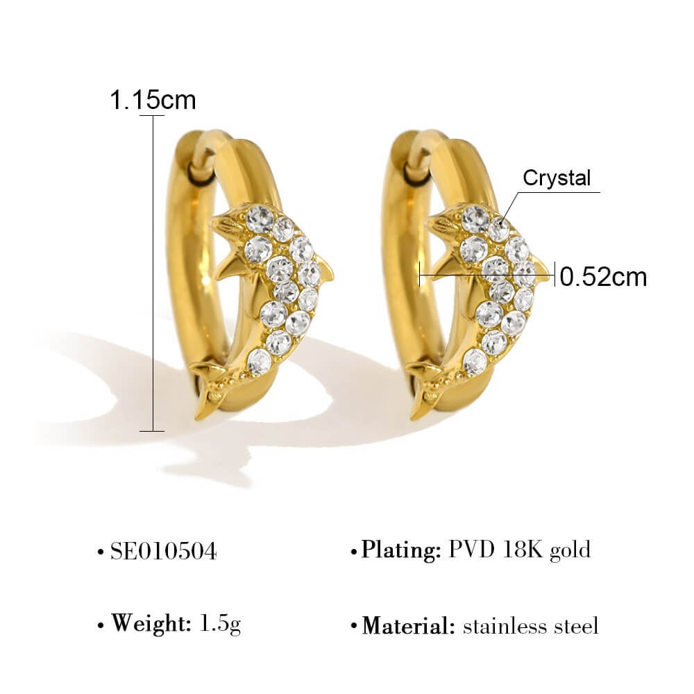 Crystal Charm Huggie Hoop Earrings