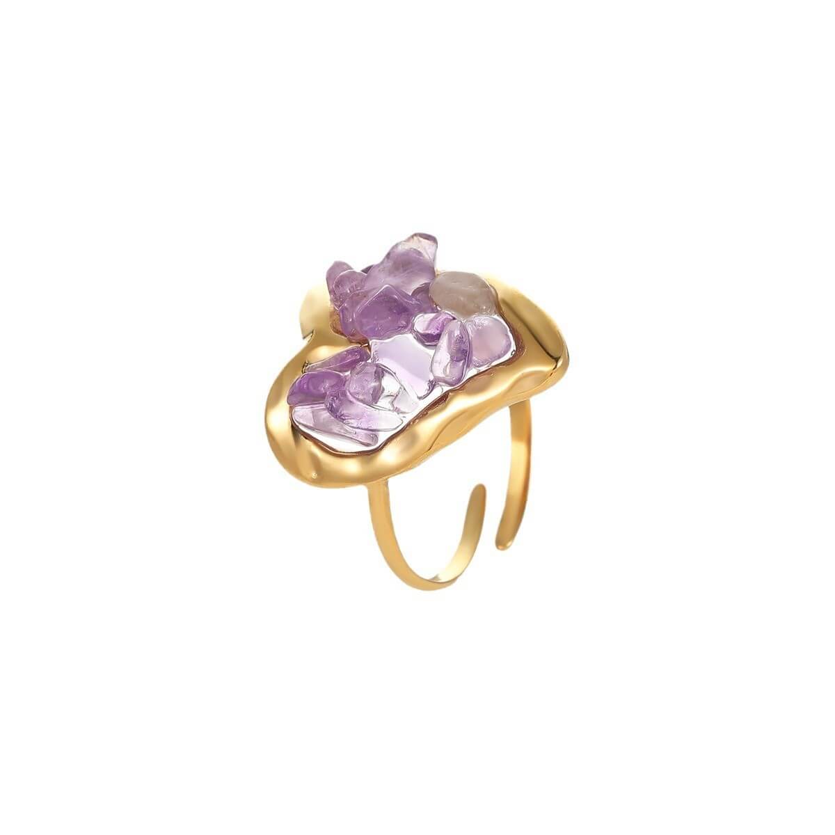 Heart Raw Gemstone Open Ring