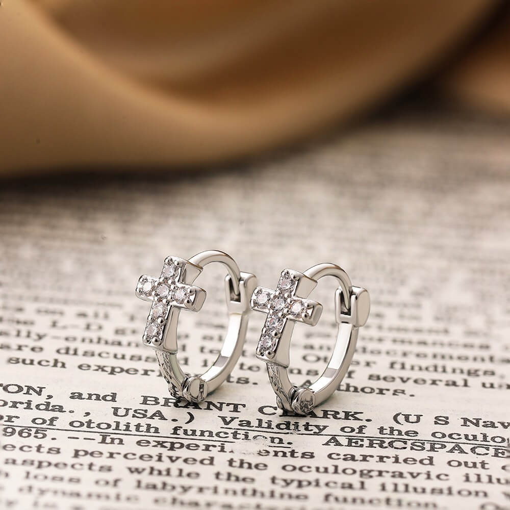Dainty Textured CZ Huggie Hoop Earrings - 18K Gold Plated Brass