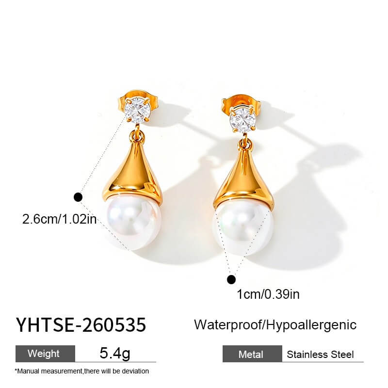 French Retro Organic Framed Baroque Pearl Drop Earrings