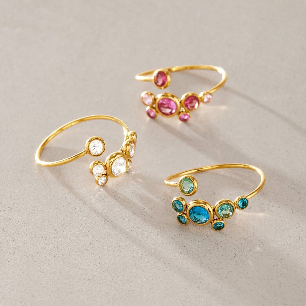 18K Gold Plated CZ Bubble Cluster Ring