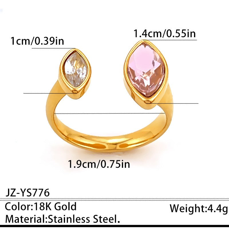 18K Gold Geometric Crystal Open Ring