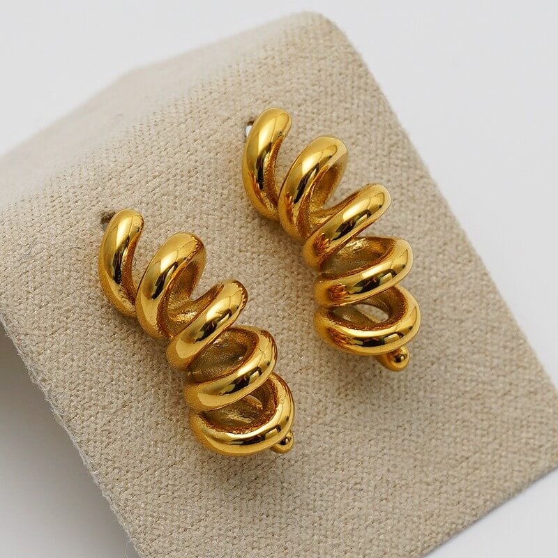 Waterproof Twisted Spiral Coil Drop Earrings