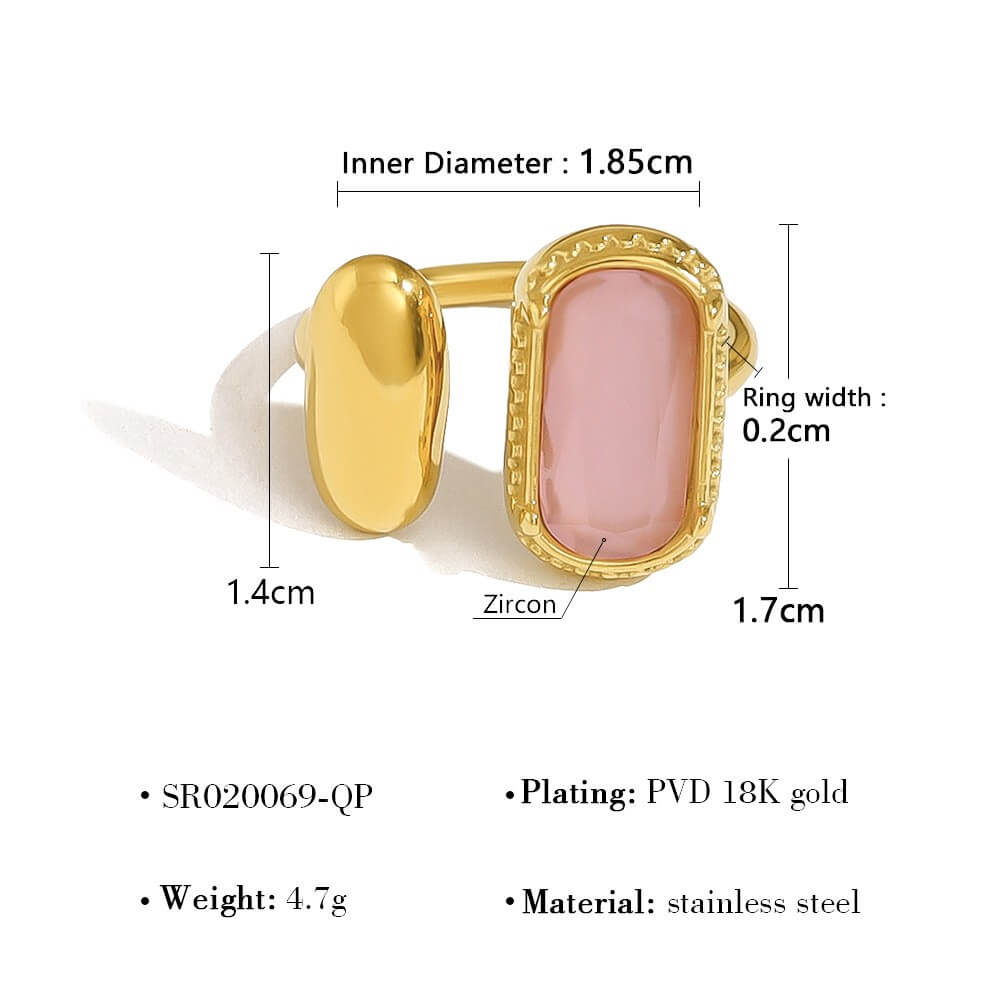 Asymmetric Oval Zircon Open Ring