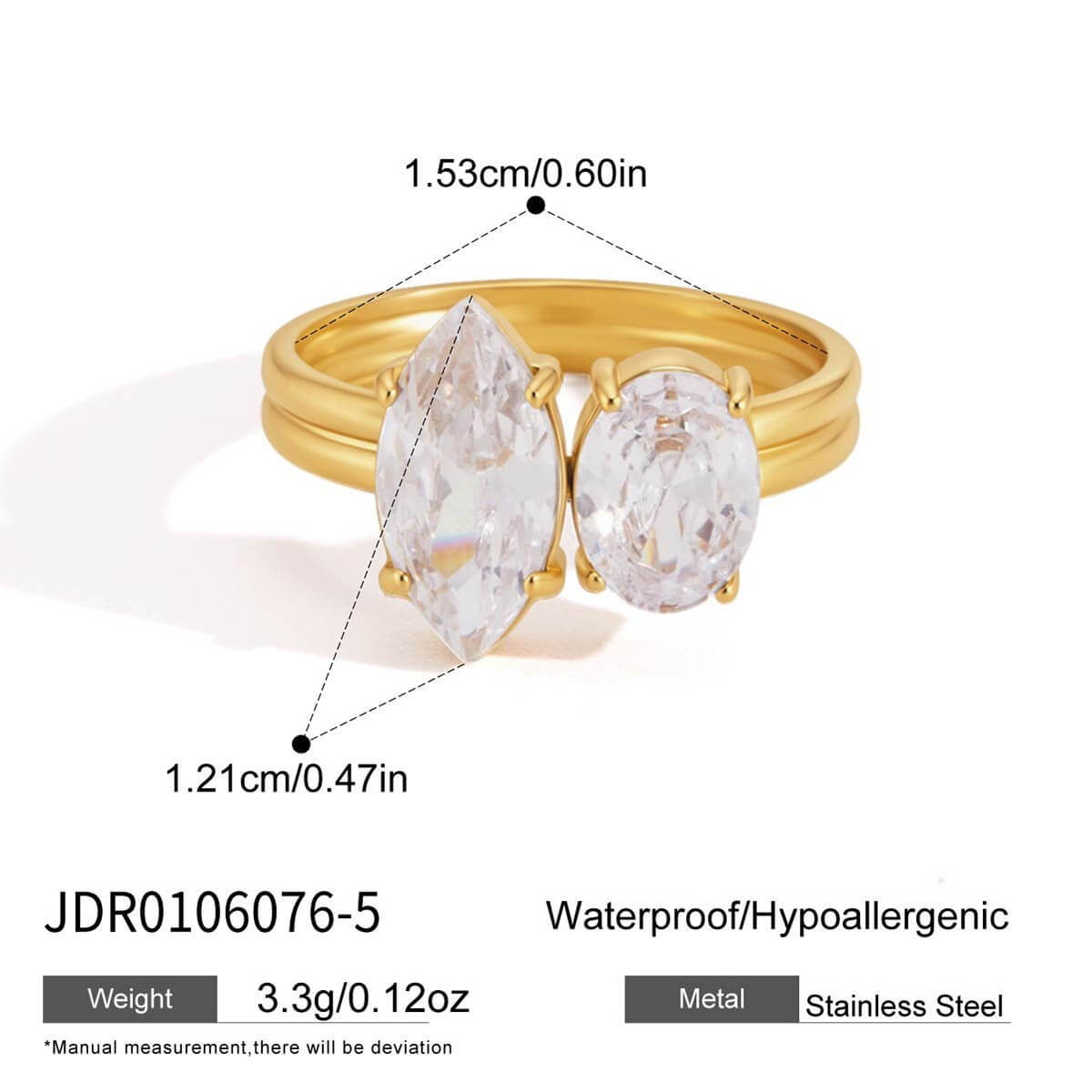 Stainless Steel Zircon Statement Rings