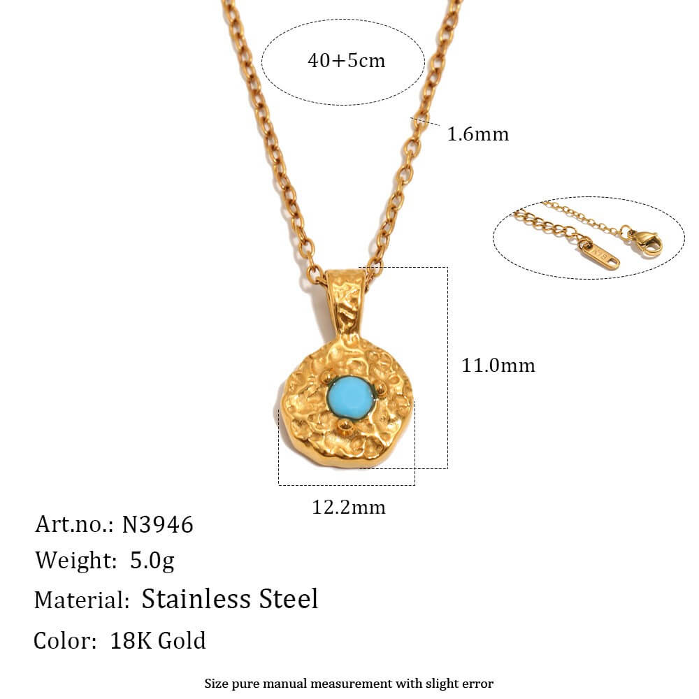 Hammered Birthstone Coin Pendant Necklace