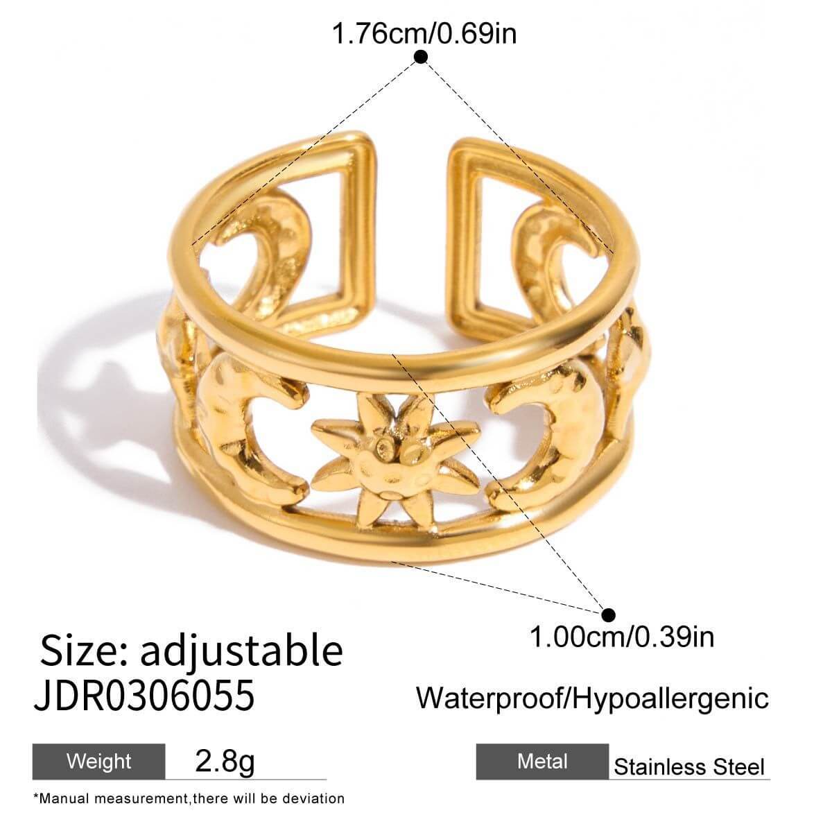 Waterproof Celestial Sun Moon Rings